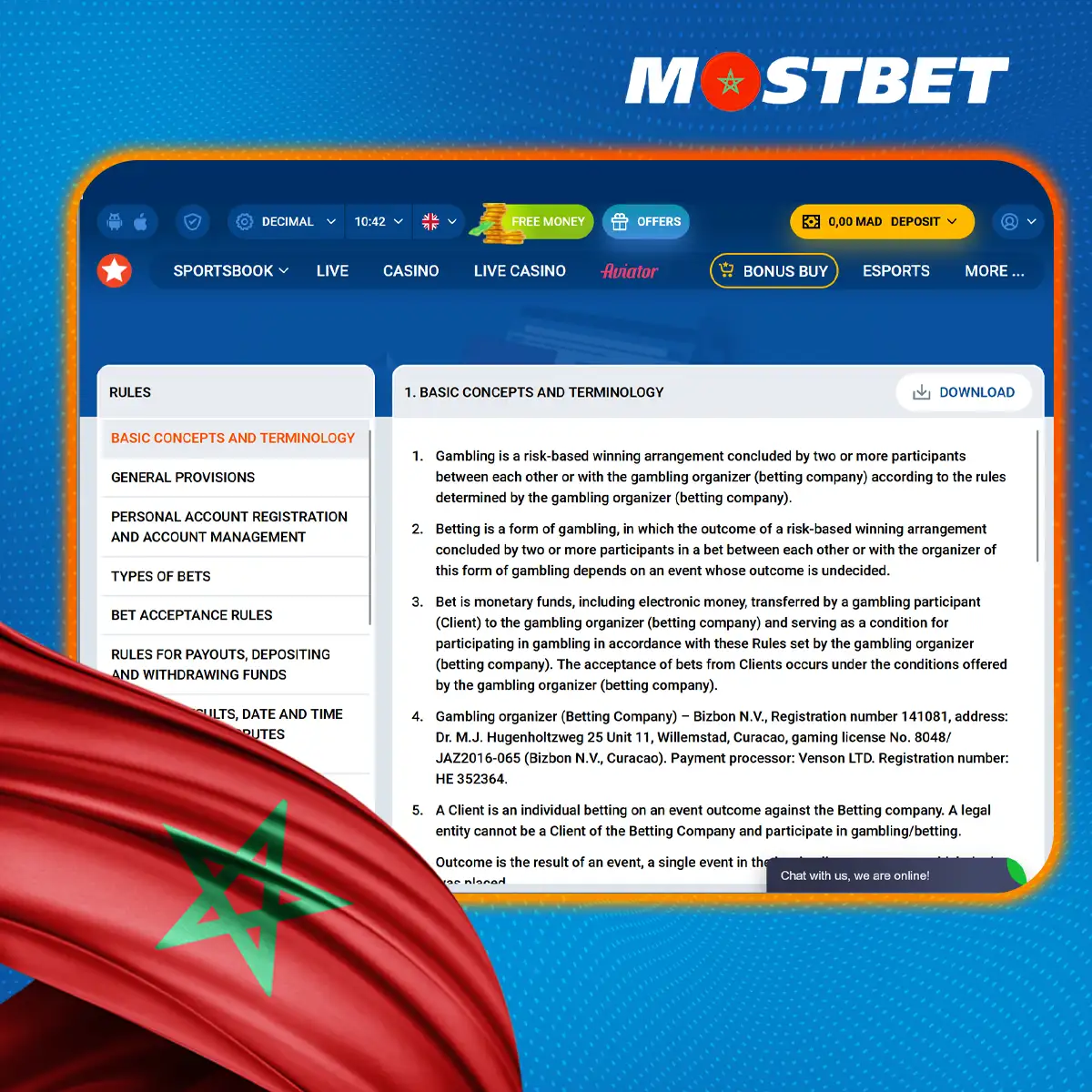 نظرة عامة على القواعد واللوائح الرئيسية على منصة Mostbet
