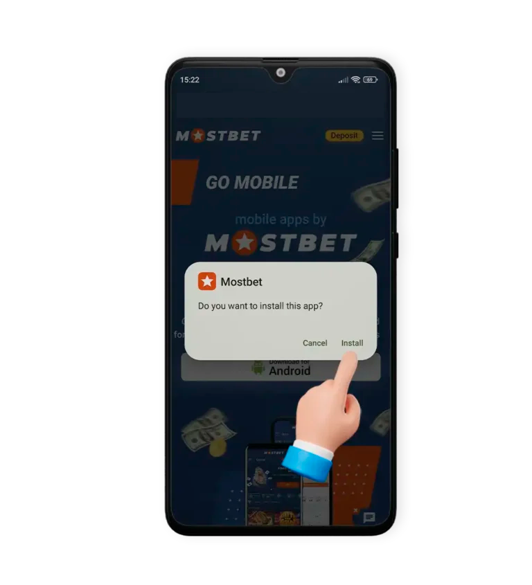 Accepter d'installer l'application Mostbet sur votre téléphone Android, étape 7