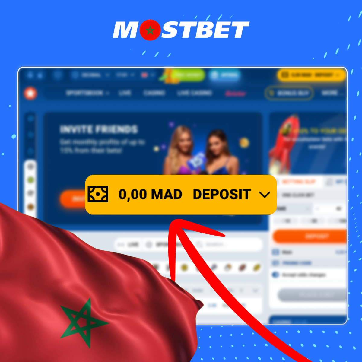 انقر على زر الإيداع وقم بتعبئة حسابك على موقع Mostbet الإلكتروني