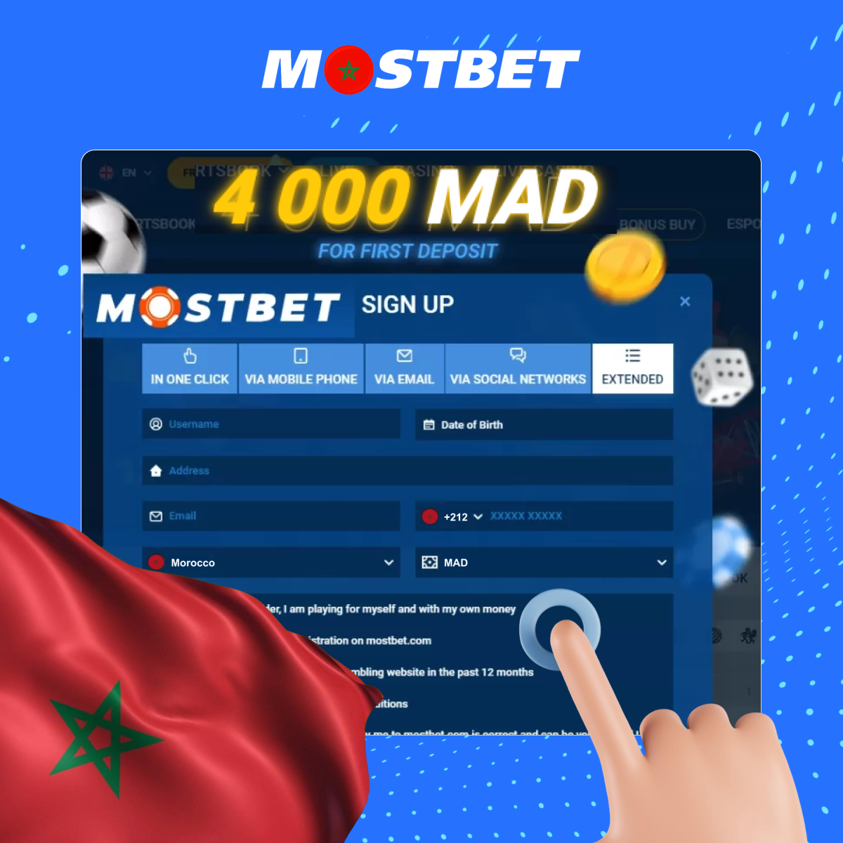 طرق التسجيل الموسعة في Mostbet المغرب