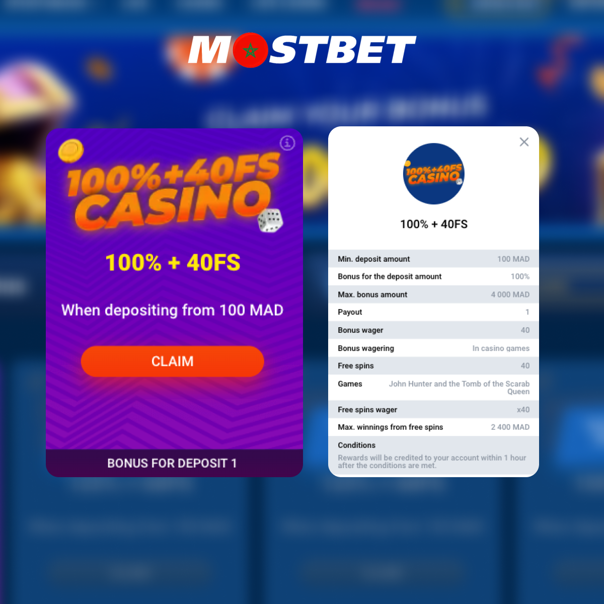 مكافأة ترحيبية في كازينو Mostbet المغرب